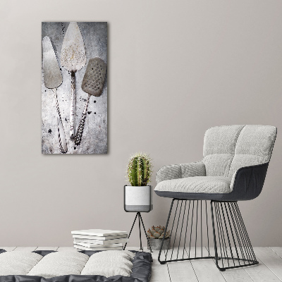 Verticaal canvasschilderij Metalen bestek
