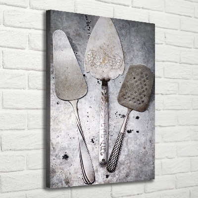 Verticaal canvasschilderij Metalen bestek