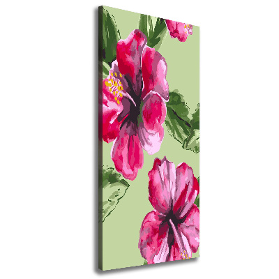 Verticaal canvasschilderij Hawaiiaanse bloemen