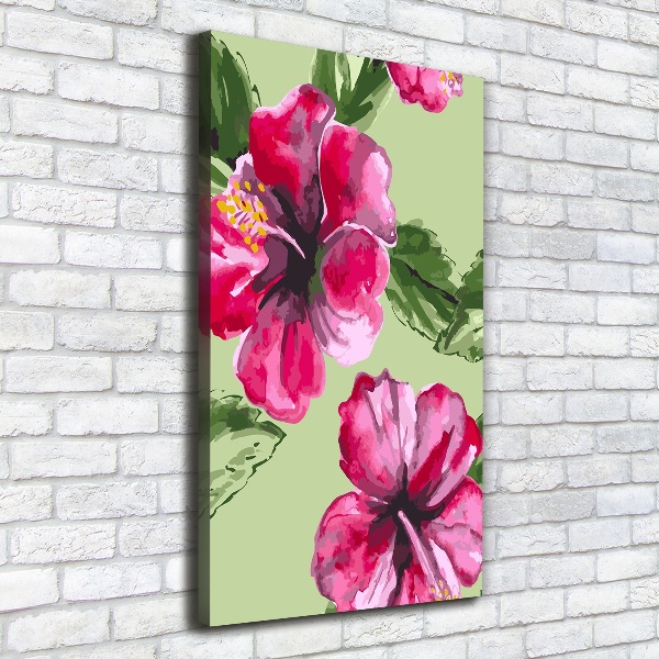 Verticaal canvasschilderij Hawaiiaanse bloemen