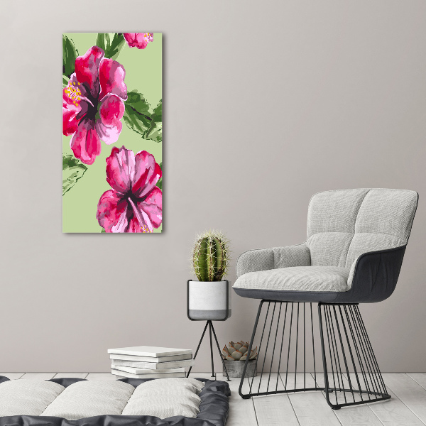 Verticaal canvasschilderij Hawaiiaanse bloemen