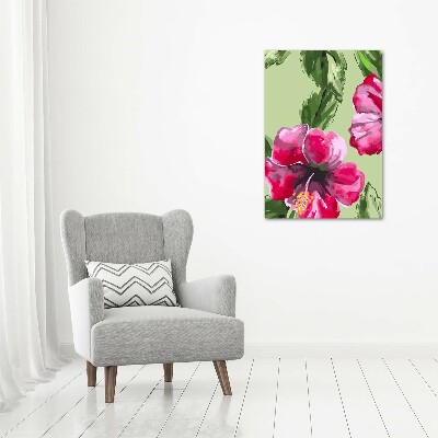 Verticaal canvasschilderij Hawaiiaanse bloemen