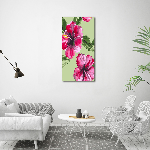 Verticaal canvasschilderij Hawaiiaanse bloemen
