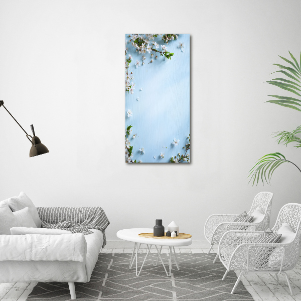 Verticaal schilderij op canvas Kersenbloesems