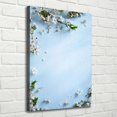 Verticaal schilderij op canvas Kersenbloesems