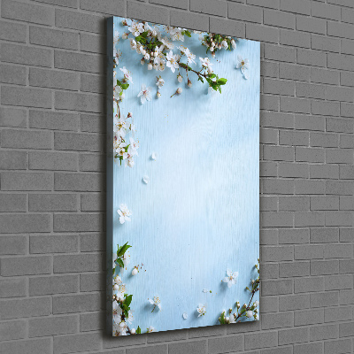 Verticaal schilderij op canvas Kersenbloesems