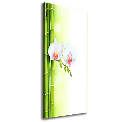 Verticale foto op canvas Orchidee en bamboe