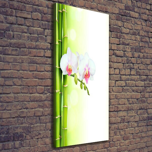 Verticale foto op canvas Orchidee en bamboe