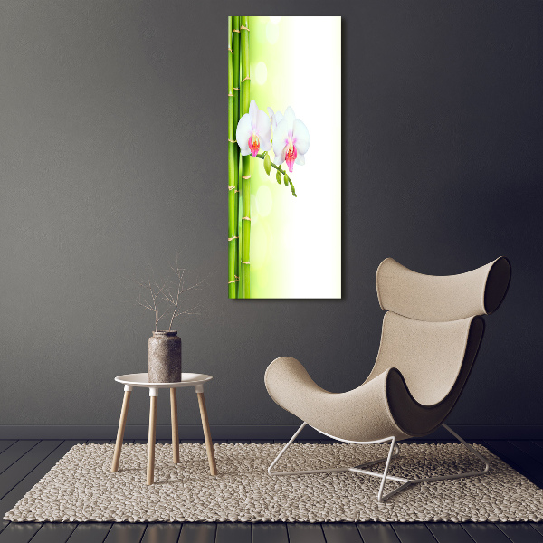 Verticale foto op canvas Orchidee en bamboe