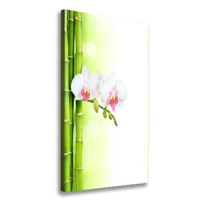 Verticale foto op canvas Orchidee en bamboe