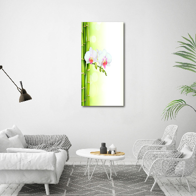 Verticale foto op canvas Orchidee en bamboe