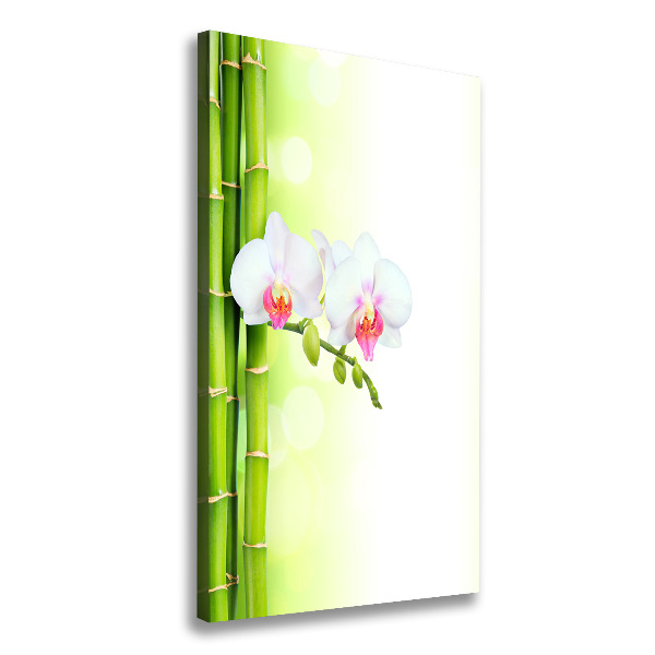 Verticale foto op canvas Orchidee en bamboe