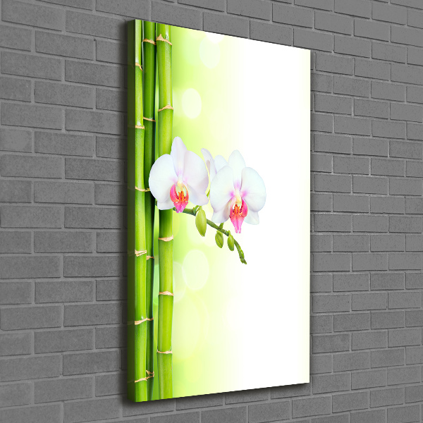 Verticale foto op canvas Orchidee en bamboe