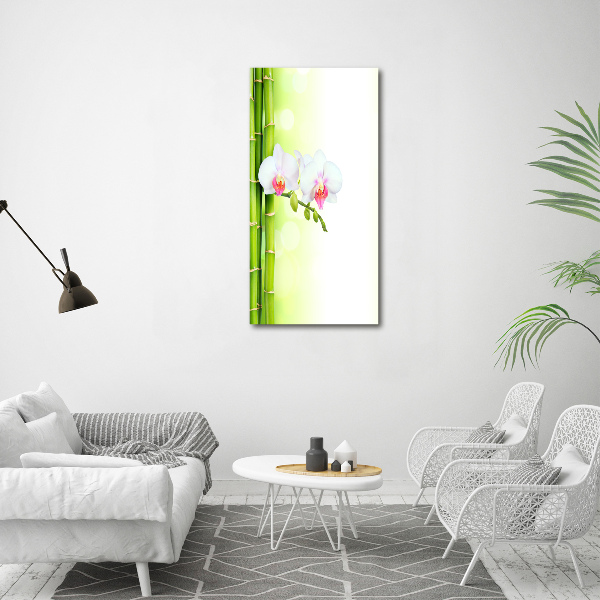 Verticale foto op canvas Orchidee en bamboe