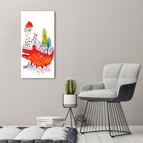 Verticaal schilderij op canvas Krokodil