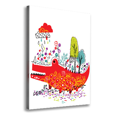 Verticaal schilderij op canvas Krokodil