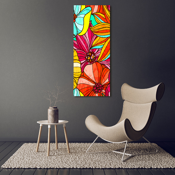 Verticaal schilderij op canvas Kleurrijke bloemen