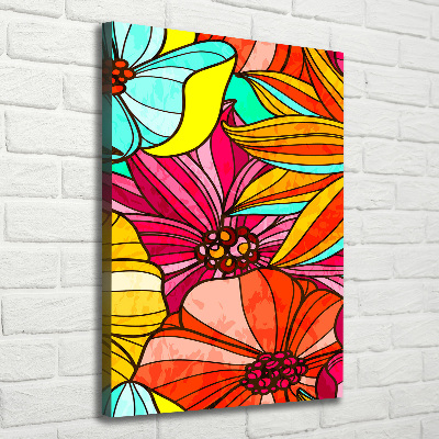 Verticaal schilderij op canvas Kleurrijke bloemen