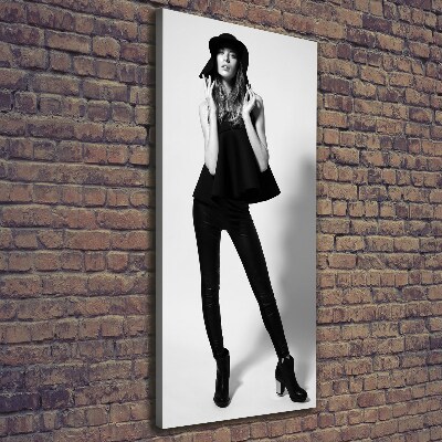 Verticale foto op canvas Vrouw in het zwart