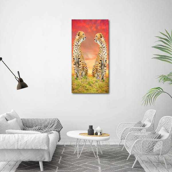 Verticale foto op canvas Twee cheetahs