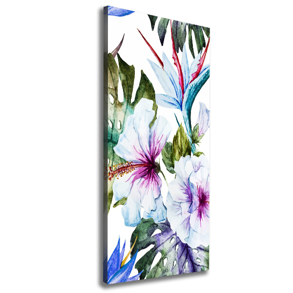 Verticaal canvasschilderij Hawaiiaanse bloemen