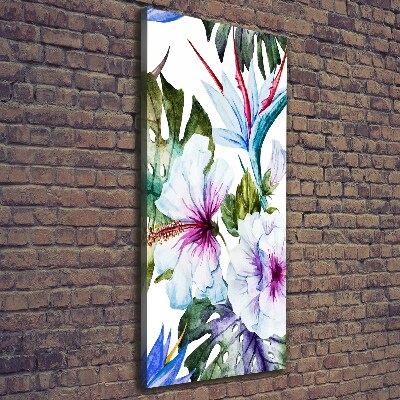 Verticaal canvasschilderij Hawaiiaanse bloemen