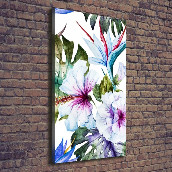 Verticaal canvasschilderij Hawaiiaanse bloemen