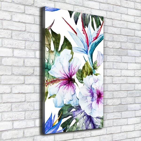 Verticaal canvasschilderij Hawaiiaanse bloemen