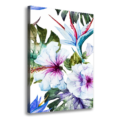 Verticaal canvasschilderij Hawaiiaanse bloemen
