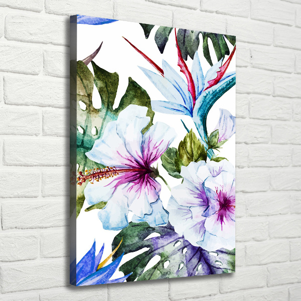 Verticaal canvasschilderij Hawaiiaanse bloemen