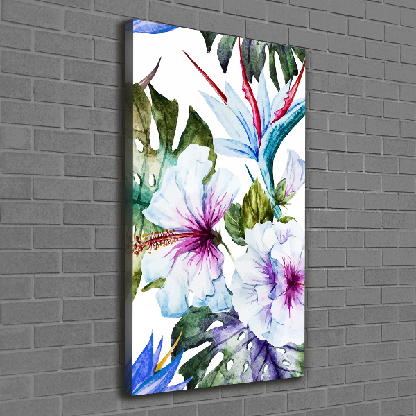 Verticaal canvasschilderij Hawaiiaanse bloemen