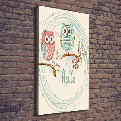 Verticaal schilderij op canvas Uilen