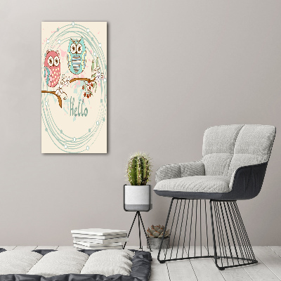 Verticaal schilderij op canvas Uilen