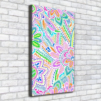 Verticaal schilderij op canvas Bloemenpatroon