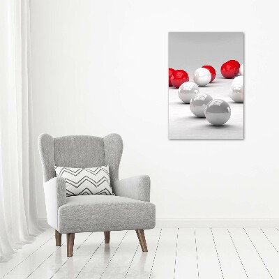 Verticale foto op canvas Rode en witte ballen