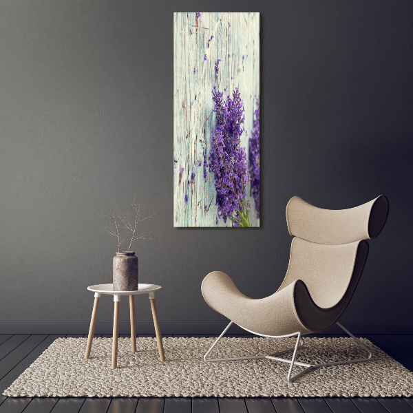 Verticaal canvasschilderij Lavendel op hout