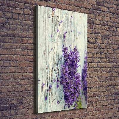 Verticaal canvasschilderij Lavendel op hout
