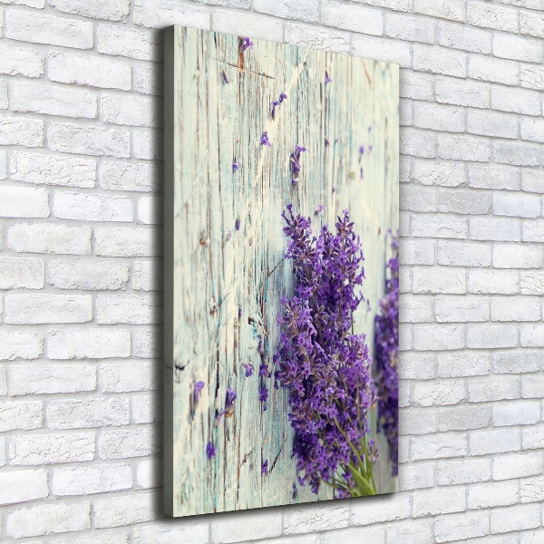 Verticaal canvasschilderij Lavendel op hout