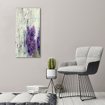 Verticaal canvasschilderij Lavendel op hout