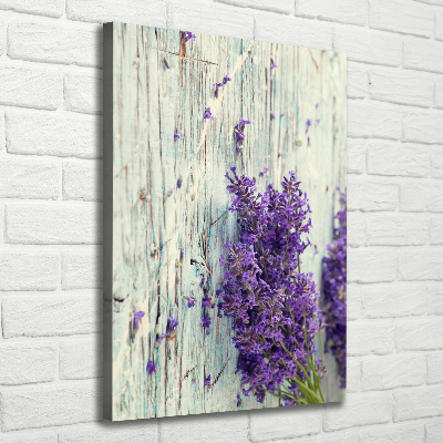 Verticaal canvasschilderij Lavendel op hout