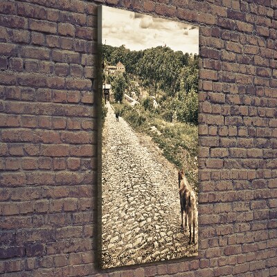 Verticale canvasfoto Twee honden van de heuvel