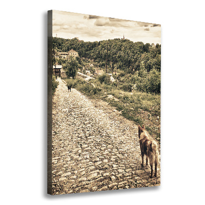 Verticale canvasfoto Twee honden van de heuvel