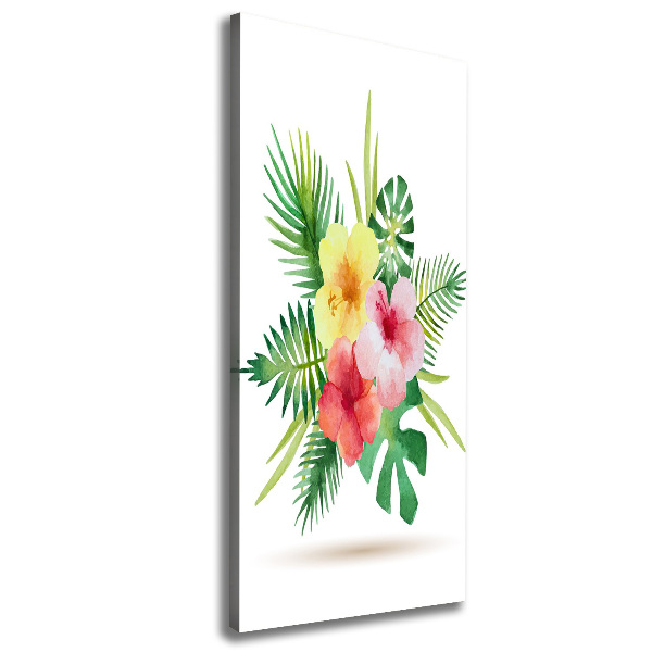 Verticaal canvasschilderij Hawaiiaanse bloemen