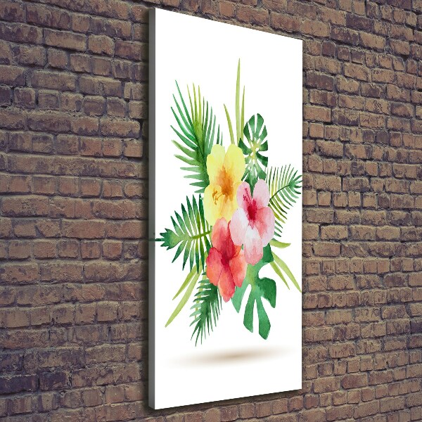 Verticaal canvasschilderij Hawaiiaanse bloemen