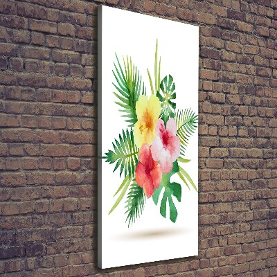 Verticaal canvasschilderij Hawaiiaanse bloemen