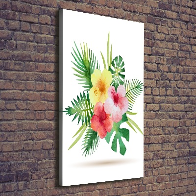 Verticaal canvasschilderij Hawaiiaanse bloemen