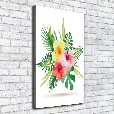 Verticaal canvasschilderij Hawaiiaanse bloemen