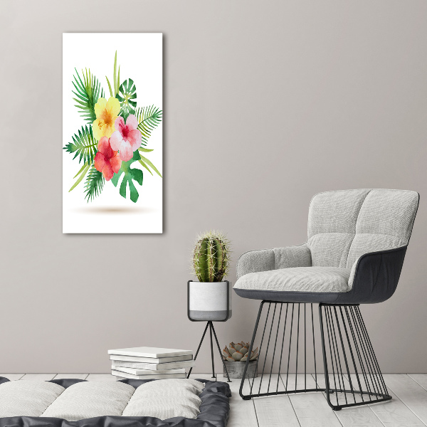 Verticaal canvasschilderij Hawaiiaanse bloemen