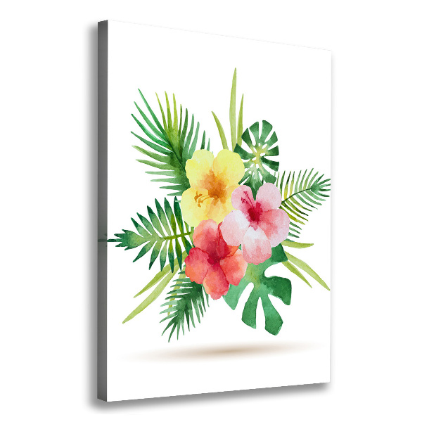 Verticaal canvasschilderij Hawaiiaanse bloemen