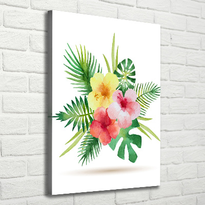 Verticaal canvasschilderij Hawaiiaanse bloemen